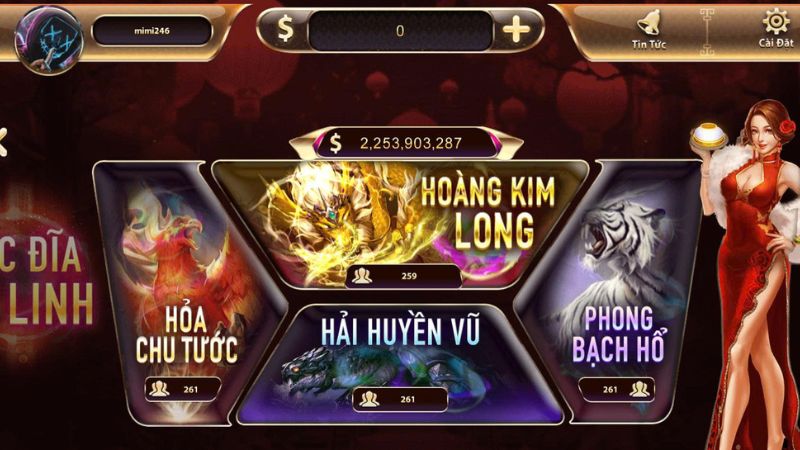 Xóc đĩa tứ linh 1 Giao diện đặt cược game xóc đĩa tứ linh